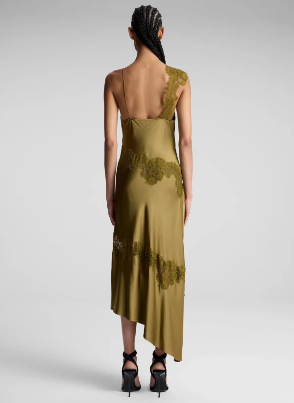 Women A.L.C. Dresses>Stella Satin And Lace Midi Dress