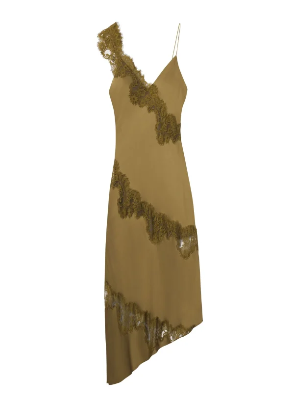 Women A.L.C. Dresses>Stella Satin And Lace Midi Dress
